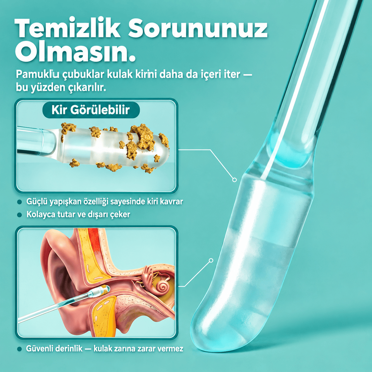 Yapışkan Uçlu Kulak Temizleyici